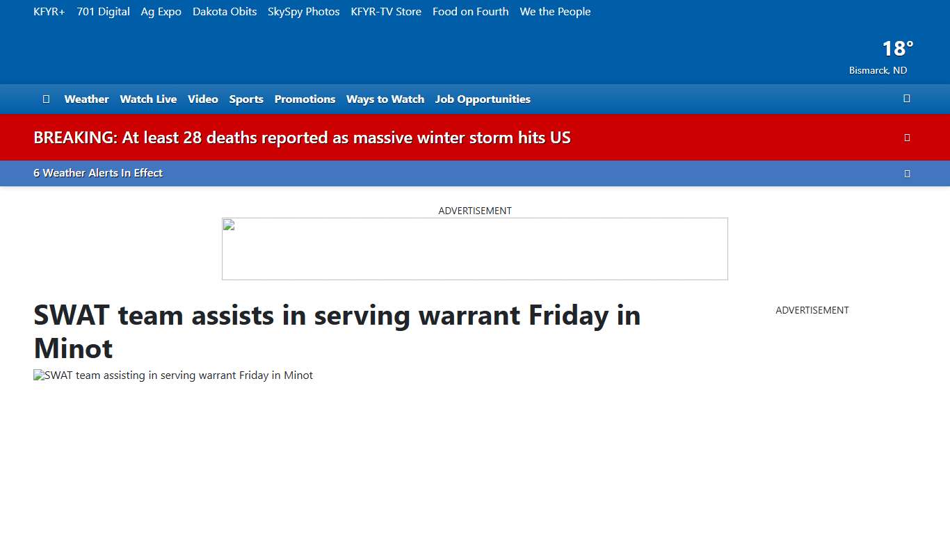 SWAT team assists in serving warrant Friday in Minot