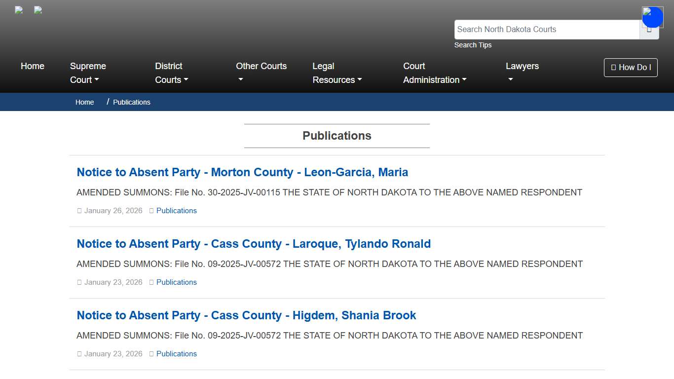North Dakota Court System - Publications